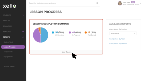 Lesson progress report with cursor over View Report button
